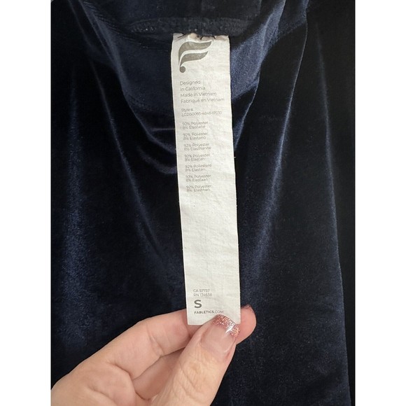 Fabletics Leggings Womens Small Navy Blue Velour Velvet Yoga - Picture 5 of 6